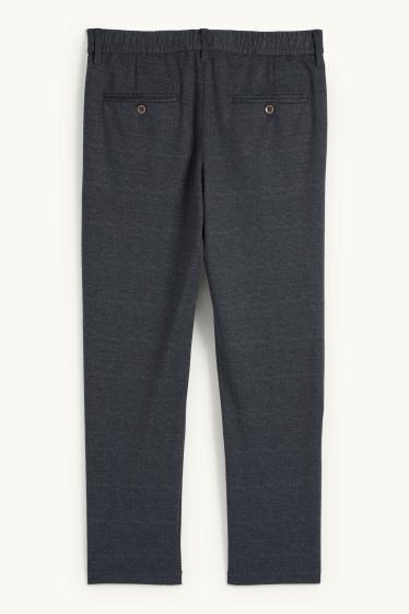 Pánské - Kalhoty chino - tapered fit - kostkované - tmavošedá