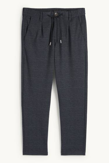 Pánské - Kalhoty chino - tapered fit - kostkované - tmavošedá