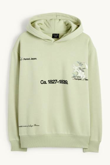 Hommes - Sweat à capuche oversize - Hokusai - vert clair