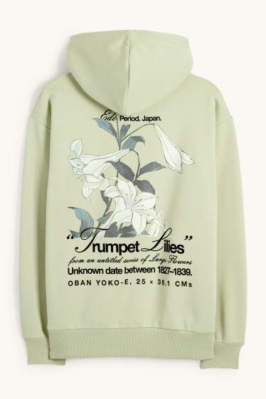 Hommes - Sweat à capuche oversize - Hokusai - vert clair