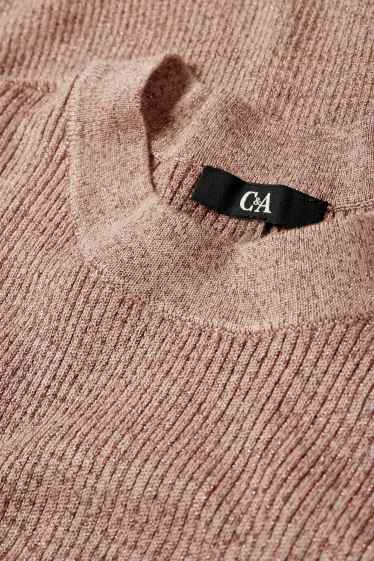 Dona - Vestit de punt amb obertura - acanalat - brillant - marró vermellós