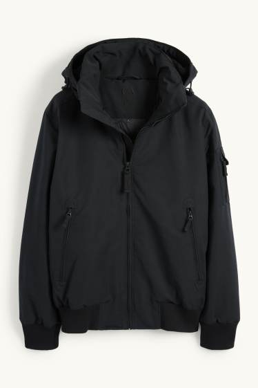 Uomo - Giaccone con cappuccio - idrorepellente - nero