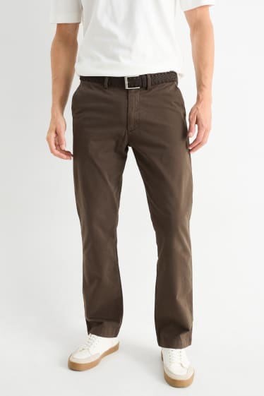 Hommes - Chino avec ceinture - regular fit - marron foncé