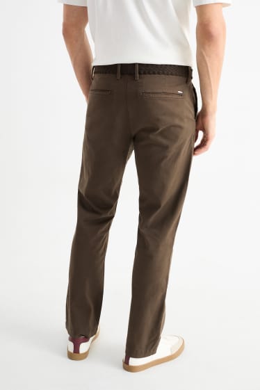 Hommes - Chino avec ceinture - regular fit - marron foncé