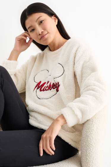 Damen - Winter-Pyjama - Micky Maus - hellbeige