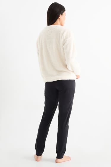 Damen - Winter-Pyjama - Micky Maus - hellbeige