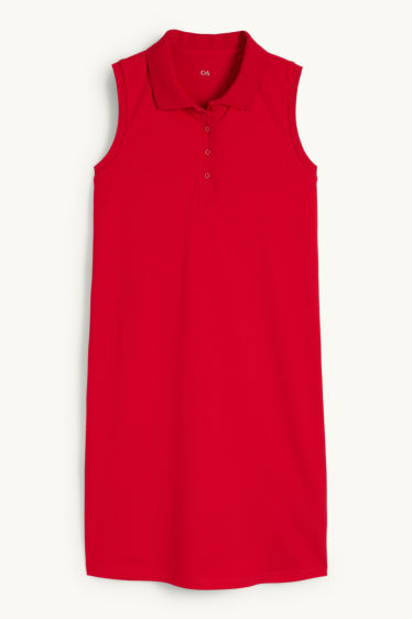 Damen - Basic-Polokleid - rot