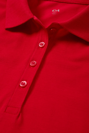 Damen - Basic-Polokleid - rot
