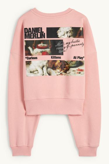 Dames - Sweatshirt - Catlady Collection - donker rose