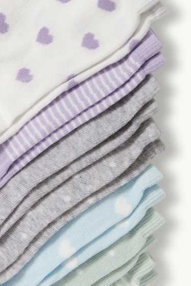 Children Girls - Multipack of 7 - heart - socks with motif - patterned - mint green