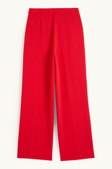 Dames - Pantalon - high waist - wide leg - rood