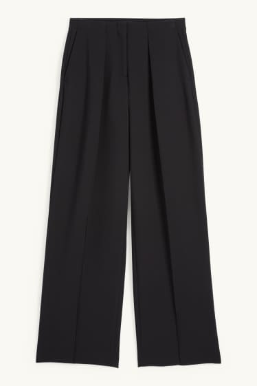 Women - Cloth trousers - high waist - wide leg - black