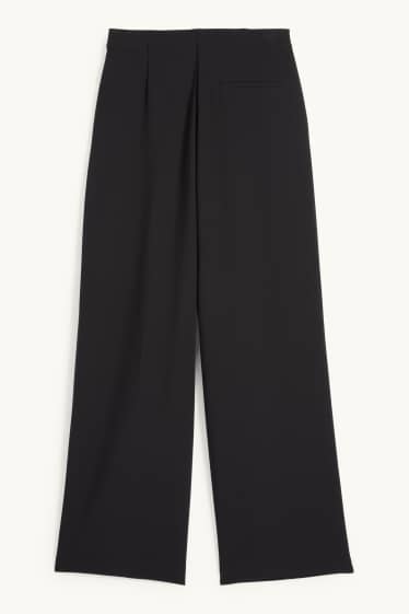 Women - Cloth trousers - high waist - wide leg - black