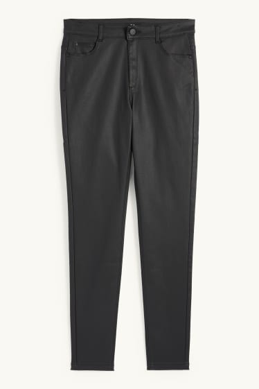 Damen - Hose - High Waist - Skinny Fit - glänzend - schwarz