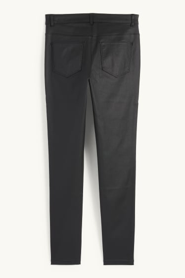 Damen - Hose - High Waist - Skinny Fit - glänzend - schwarz