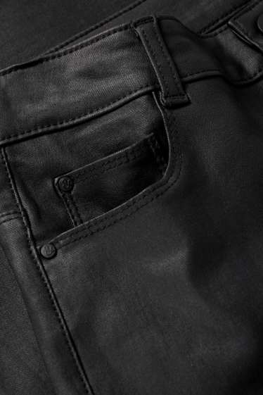 Damen - Hose - High Waist - Skinny Fit - glänzend - schwarz