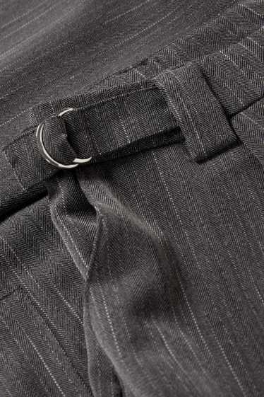 Dámské - Cargo kalhoty - mid waist - wide leg - s úzkými proužky - tmavošedá