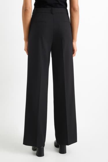 Femei - Pantaloni office - talie înaltă - wide leg - negru