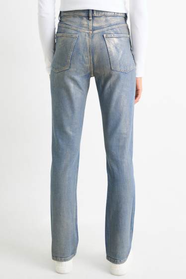 Dames - Vintage straight jeans - glanzend - jeanslichtblauw