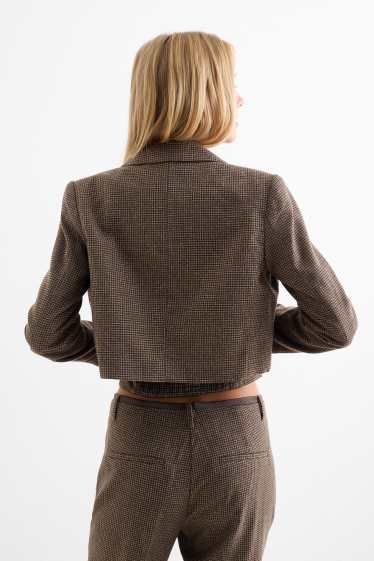 Femmes - Blazer court - à carreaux - marron foncé