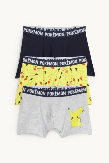 Kinder Jungen - Multipack 3er - Pokémon - Pikachu - Boxershorts - grau