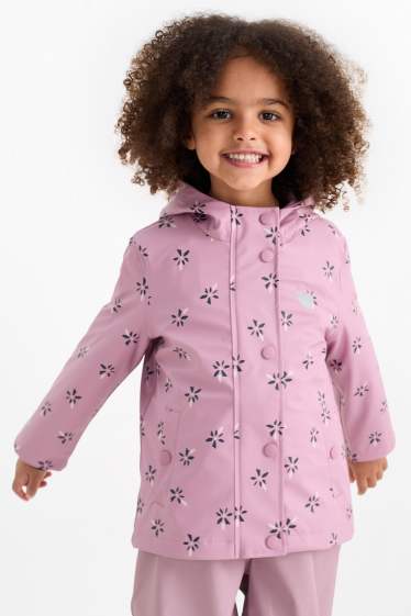 Enfants filles - Fleur - Veste de pluie à capuche - imperméable - rose