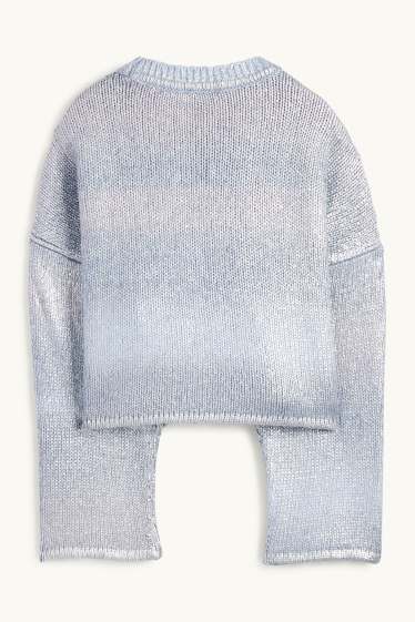 Femmes - Pull - brillant - à motif - bleu