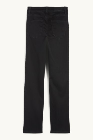 Femei - Straight jeans cu ștrasuri - talie medie - LYCRA® - negru