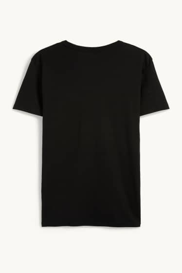 Heren - T-shirt - slim fit - fijn geribd - zwart