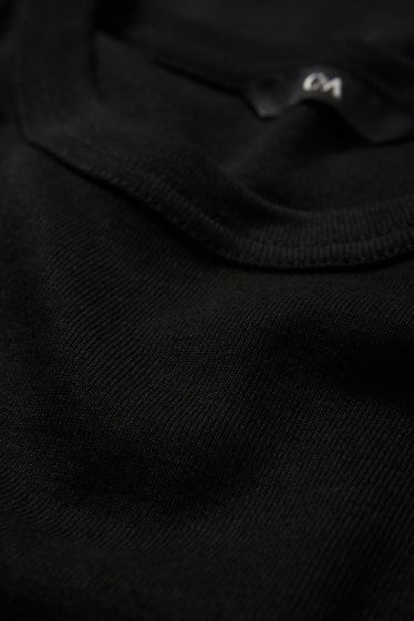 Heren - T-shirt - slim fit - fijn geribd - zwart