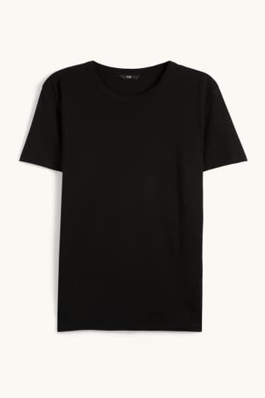 Heren - T-shirt - slim fit - fijn geribd - zwart