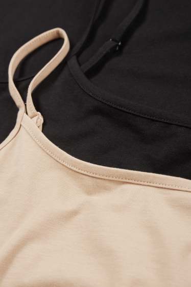 Damen - Multipack 2er - Top - schwarz / beige