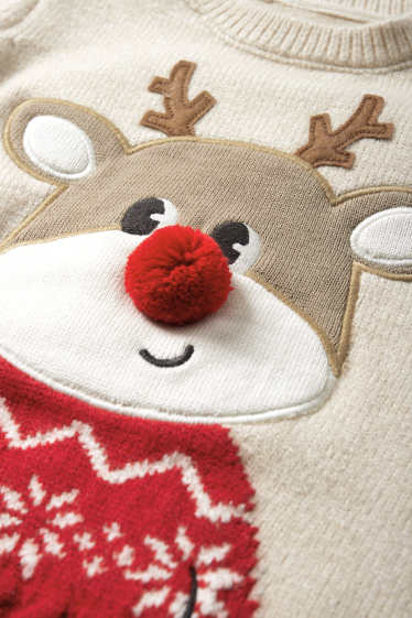 Baby Boys - Rudolph - baby Christmas jumper - light beige