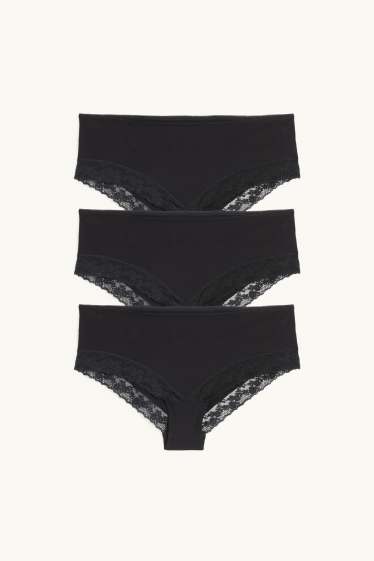 Damen - Multipack 3er - Hipster - schwarz