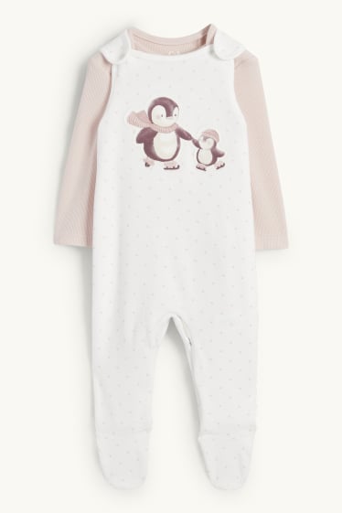 Nadó nena - Pingüí - conjunt de pijama d’una peça - 2 peces - rosa