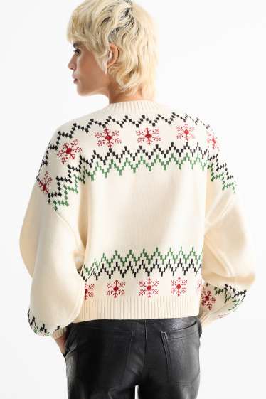 Damen - Weihnachtspullover - Snoopy - cremeweiß