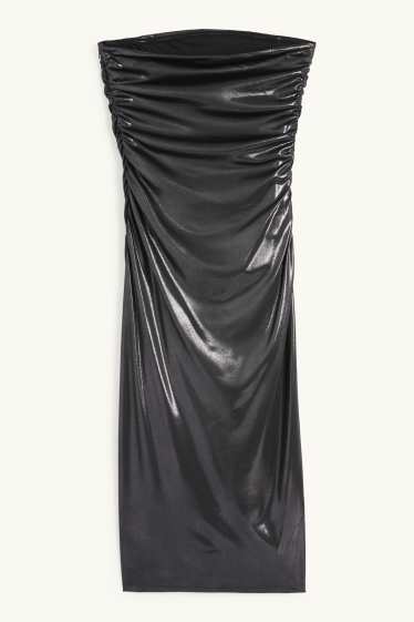 Femei - Rochie tip bustieră - aspect lucios - gri închis