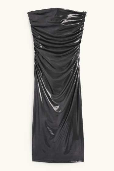 Femei - Rochie tip bustieră - aspect lucios - gri închis