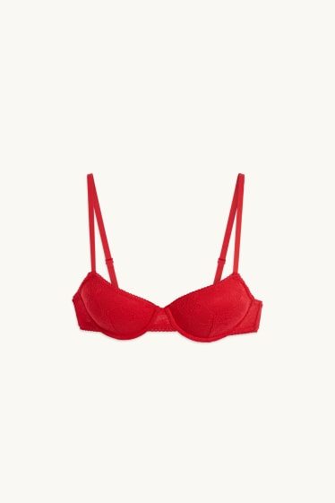 Dames - BH met beugels - DEMI - voorgevormd - rood