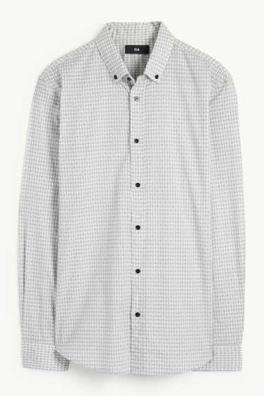 Home - Camisa - regular fit - button-down - cotó orgànic - blanc/negre