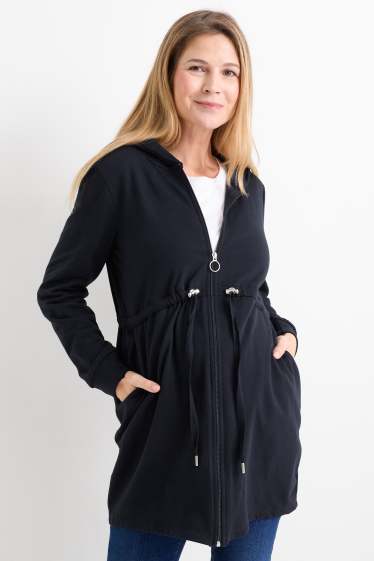 Donna - Giacca in felpa premaman con cappuccio e inserto porta-bebè - blu scuro