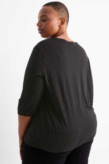 Women - Long sleeve top - polka dot - black