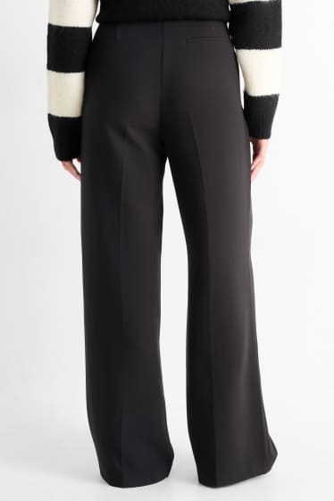 Women - Cloth trousers - high waist - wide leg - black