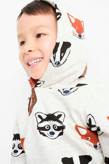 Enfants garçons - Animaux sauvages - ensemble - sweat à capuche et pantalon de jogging - 2 pièces - gris clair chiné