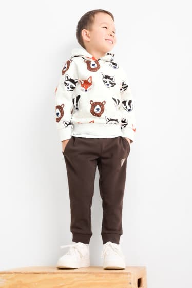 Enfants garçons - Animaux sauvages - ensemble - sweat à capuche et pantalon de jogging - 2 pièces - gris clair chiné