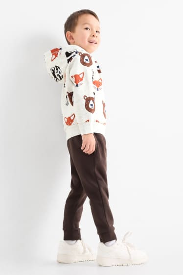 Enfants garçons - Animaux sauvages - ensemble - sweat à capuche et pantalon de jogging - 2 pièces - gris clair chiné