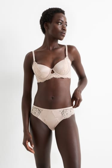 Damen - BH mit Bügel - DEMI - wattiert - lachsfarben