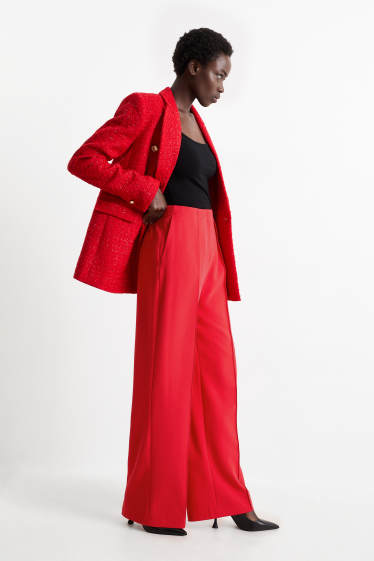 Dames - Pantalon - high waist - wide leg - rood