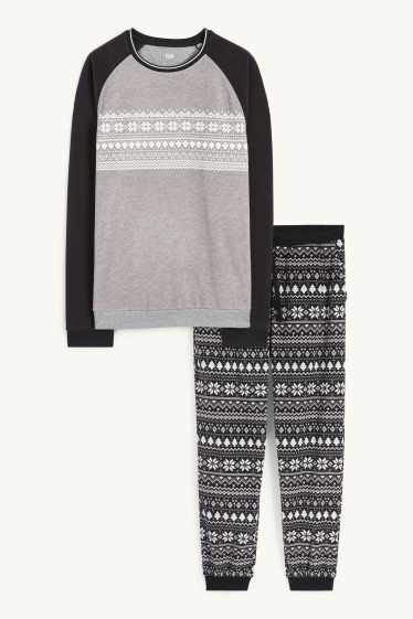 Herren - Fleece-Pyjama - dunkelgrau