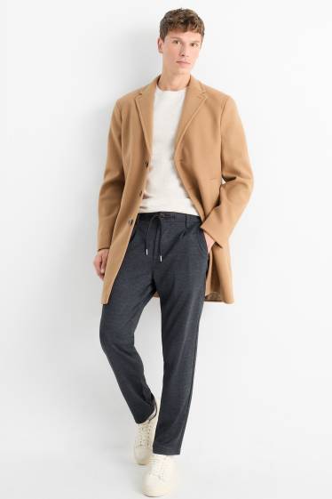 Pánské - Kalhoty chino - tapered fit - kostkované - tmavošedá